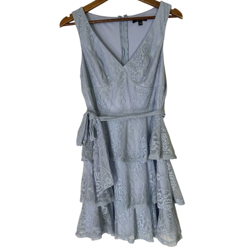 City Studio Babydoll Cottagecore Mini Dress Womens Sz 6 Tiered Lace Feminine